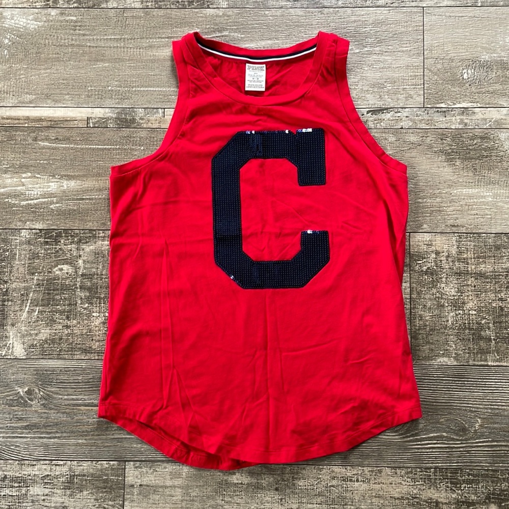 NWOT Victoria’s Secret PINK Red and Blue Cleveland Tank Top